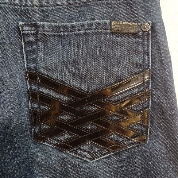 7 for all Mankind DOJO Jeans Size 29 Mercer Lattice Pockets Dark Wash Flare EUC - Picture 7 of 12